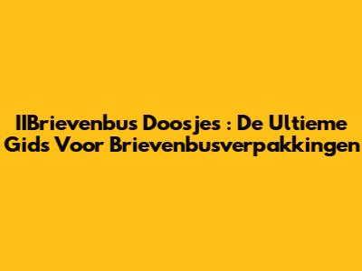 **IIBrievenbus Doosjes**: De Ultieme Gids Voor Brievenbusverpakkingen