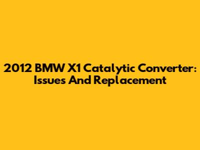 2012 BMW X1 Catalytic Converter: Issues And Replacement