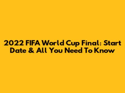 2022 FIFA World Cup Final: Start Date & All You Need To Know