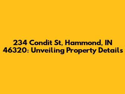 234 Condit St, Hammond, IN 46320: Unveiling Property Details