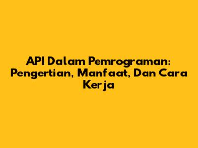API Dalam Pemrograman: Pengertian, Manfaat, Dan Cara Kerja
