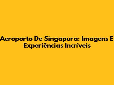 Aeroporto De Singapura: Imagens E Experiências Incríveis