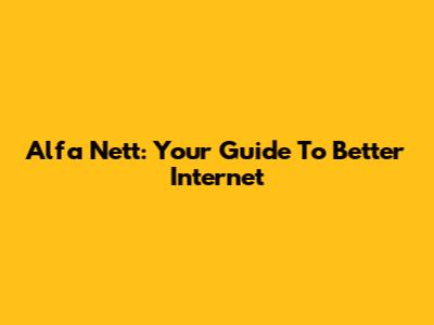 Alfa Nett: Your Guide To Better Internet