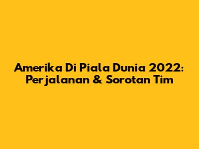 Amerika Di Piala Dunia 2022: Perjalanan & Sorotan Tim