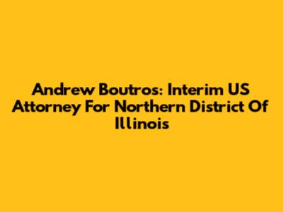 Andrew Boutros: Interim US Attorney For Northern District Of Illinois