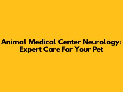 Animal Medical Center Neurology: Expert Care For Your Pet