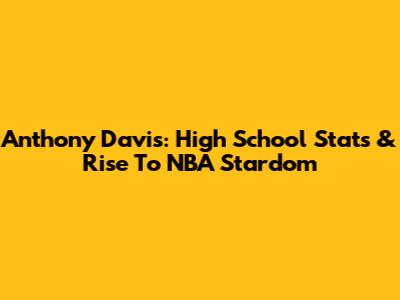 Anthony Davis: High School Stats & Rise To NBA Stardom