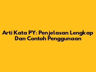 Arti Kata 'PY': Penjelasan Lengkap Dan Contoh Penggunaan