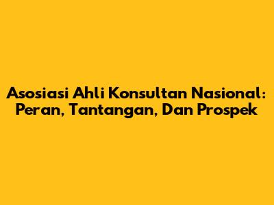 Asosiasi Ahli Konsultan Nasional: Peran, Tantangan, Dan Prospek