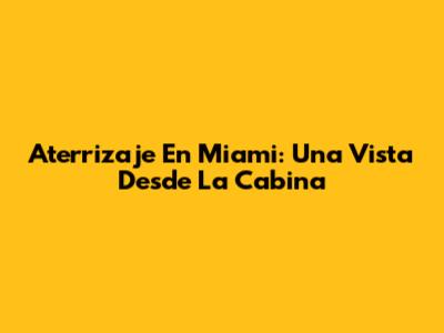 Aterrizaje En Miami: Una Vista Desde La Cabina