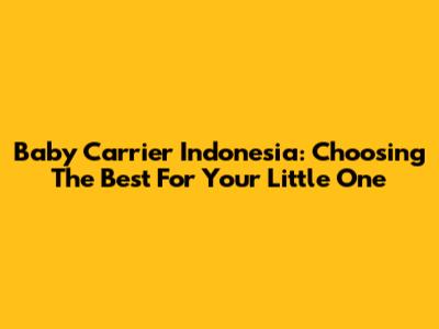 Baby Carrier Indonesia: Choosing The Best For Your Little One