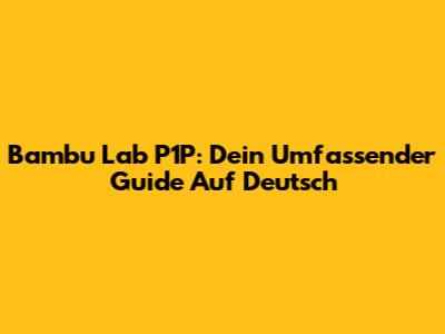 Bambu Lab P1P: Dein Umfassender Guide Auf Deutsch