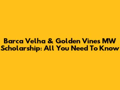 Barca Velha & Golden Vines MW Scholarship: All You Need To Know