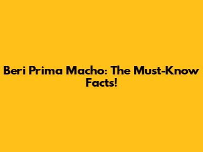 Beri Prima Macho: The Must-Know Facts!