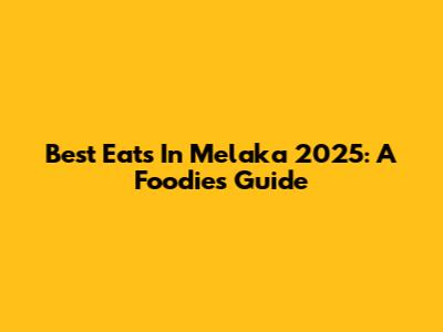 Best Eats In Melaka 2025: A Foodie's Guide