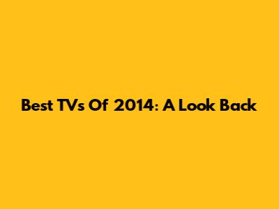 Best TVs Of 2014: A Look Back