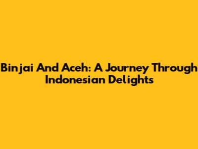 Binjai And Aceh: A Journey Through Indonesian Delights