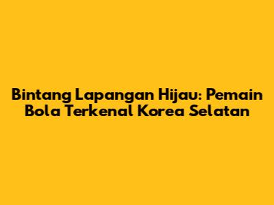 Bintang Lapangan Hijau: Pemain Bola Terkenal Korea Selatan