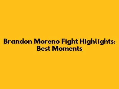 Brandon Moreno Fight Highlights: Best Moments
