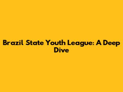 Brazil State Youth League: A Deep Dive