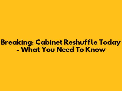 Breaking: Cabinet Reshuffle Today - What You Need To Know