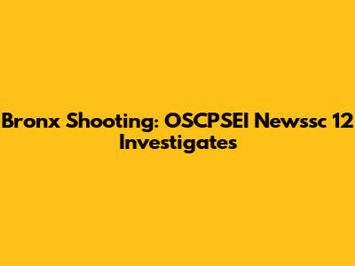Bronx Shooting: OSCPSEI Newssc 12 Investigates