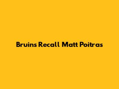 Bruins Recall Matt Poitras