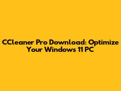 CCleaner Pro Download: Optimize Your Windows 11 PC