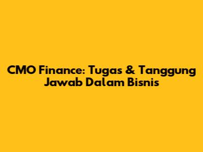CMO Finance: Tugas & Tanggung Jawab Dalam Bisnis