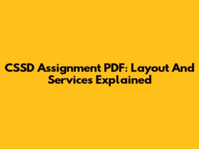 CSSD Assignment PDF: Layout And Services Explained