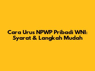 Cara Urus NPWP Pribadi WNI: Syarat & Langkah Mudah
