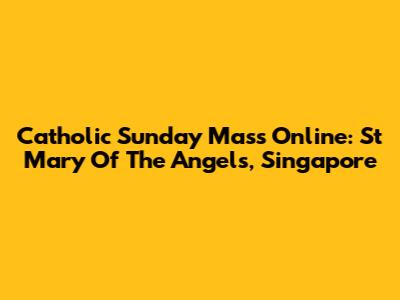 Catholic Sunday Mass Online: St Mary Of The Angels, Singapore