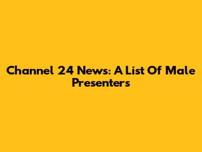 Channel 24 News: A List Of Male Presenters