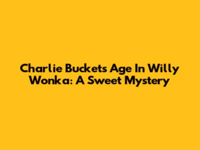 Charlie Bucket's Age In Willy Wonka: A Sweet Mystery
