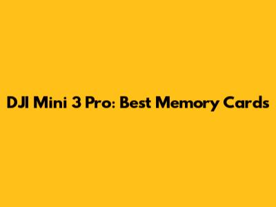DJI Mini 3 Pro: Best Memory Cards