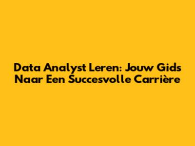 Data Analyst Leren: Jouw Gids Naar Een Succesvolle Carrière