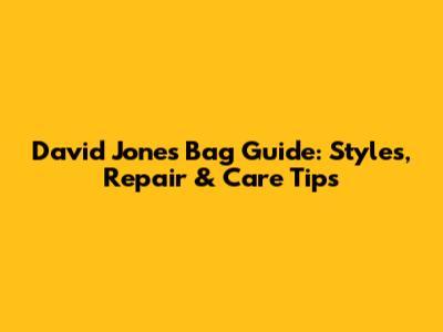 David Jones Bag Guide: Styles, Repair & Care Tips