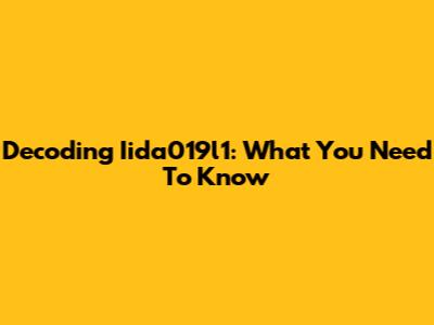 Decoding Iida019l1: What You Need To Know