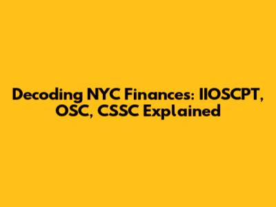Decoding NYC Finances: IIOSCPT, OSC, CSSC Explained