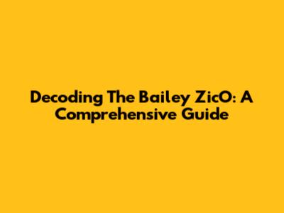 Decoding The Bailey ZicO: A Comprehensive Guide