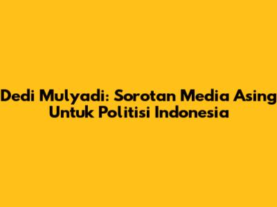 Dedi Mulyadi: Sorotan Media Asing Untuk Politisi Indonesia
