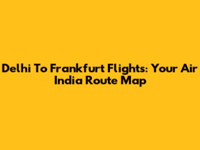 Delhi To Frankfurt Flights: Your Air India Route Map