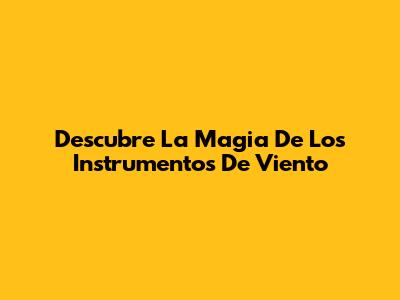 Descubre La Magia De Los Instrumentos De Viento