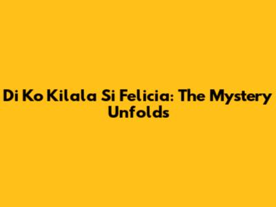 Di Ko Kilala Si Felicia: The Mystery Unfolds