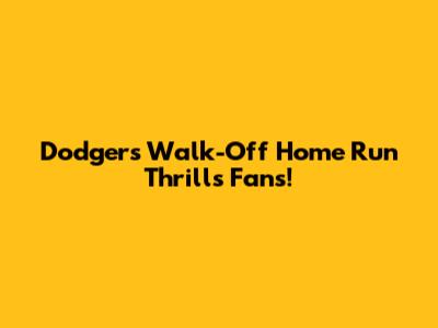 Dodgers Walk-Off Home Run Thrills Fans!