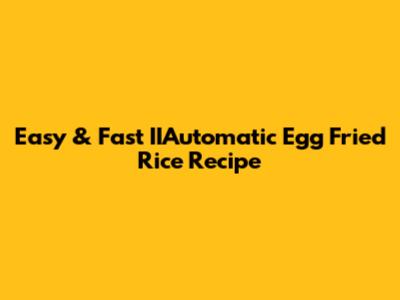 Easy & Fast IIAutomatic Egg Fried Rice Recipe