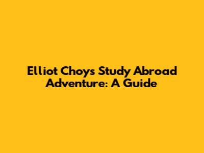Elliot Choy's Study Abroad Adventure: A Guide