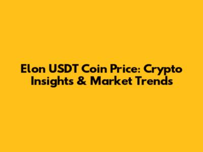 Elon USDT Coin Price: Crypto Insights & Market Trends