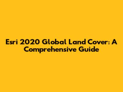 Esri 2020 Global Land Cover: A Comprehensive Guide