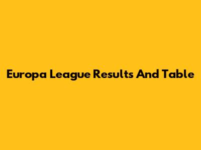 Europa League Results And Table